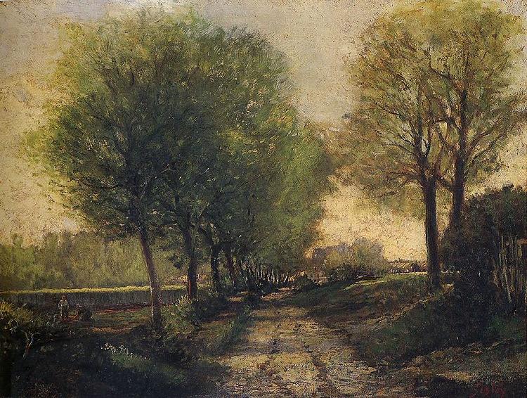 Alfred Sisley Lane Near a Small Town. Alfred Sisley, oil painting image